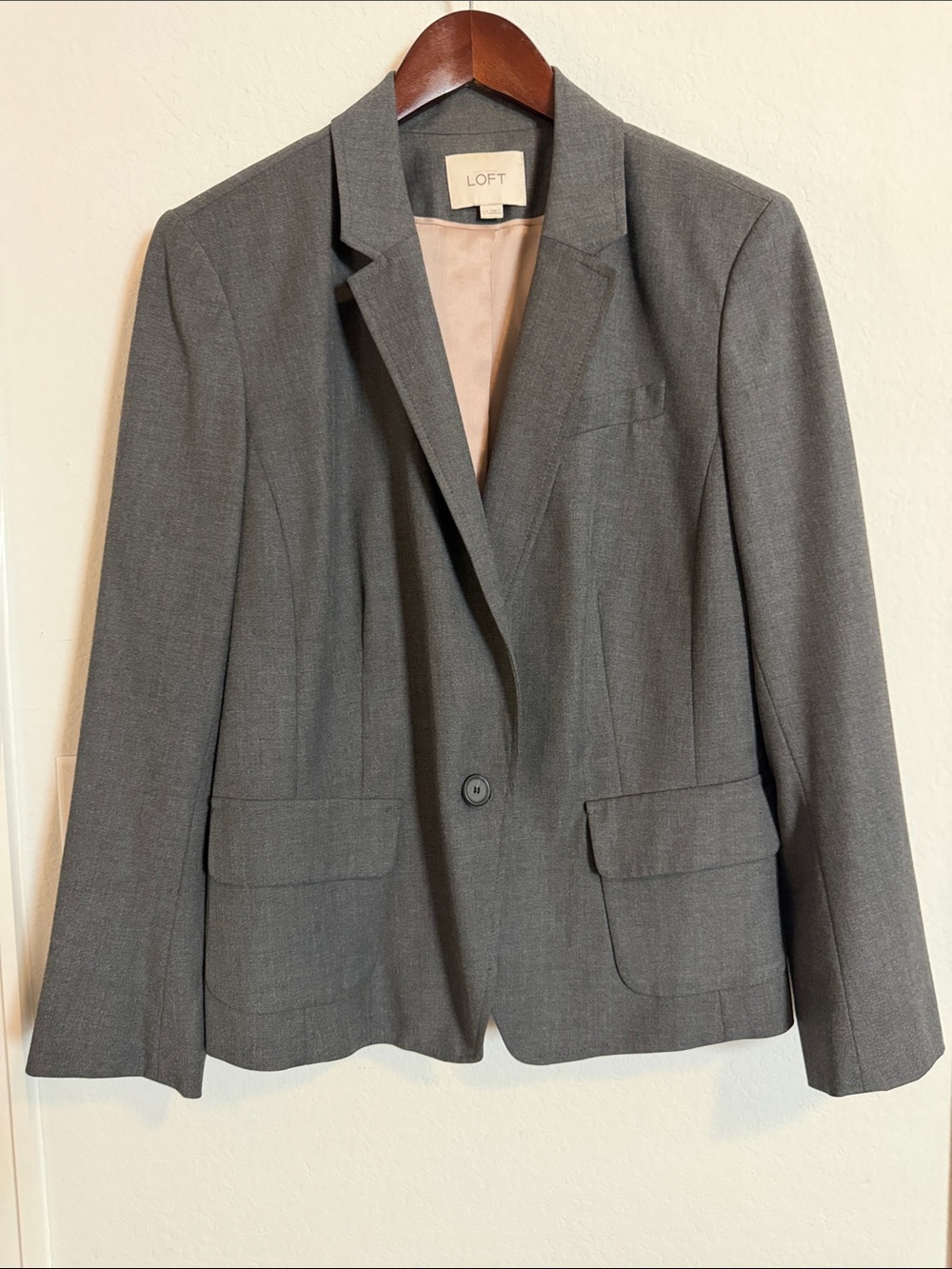 LOFT Women's Charcoal Gray Single-Button Blazer